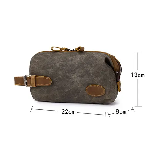 New Design Oem Personalized mens travel waxed canvas Dopp Kit Bag Bride Makeup Bag